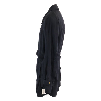 ZILLI Cashmere Leather Trim Zip Topcoat Black Coat Size 58