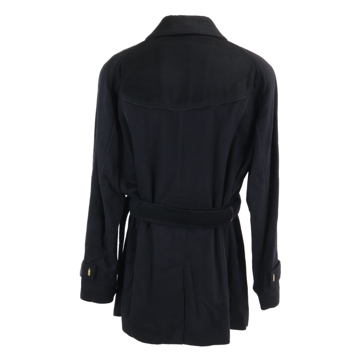 ZILLI Cashmere Leather Trim Zip Topcoat Black Coat Size 58