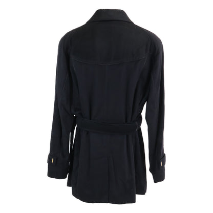 ZILLI Cashmere Leather Trim Zip Topcoat Black Coat Size 58
