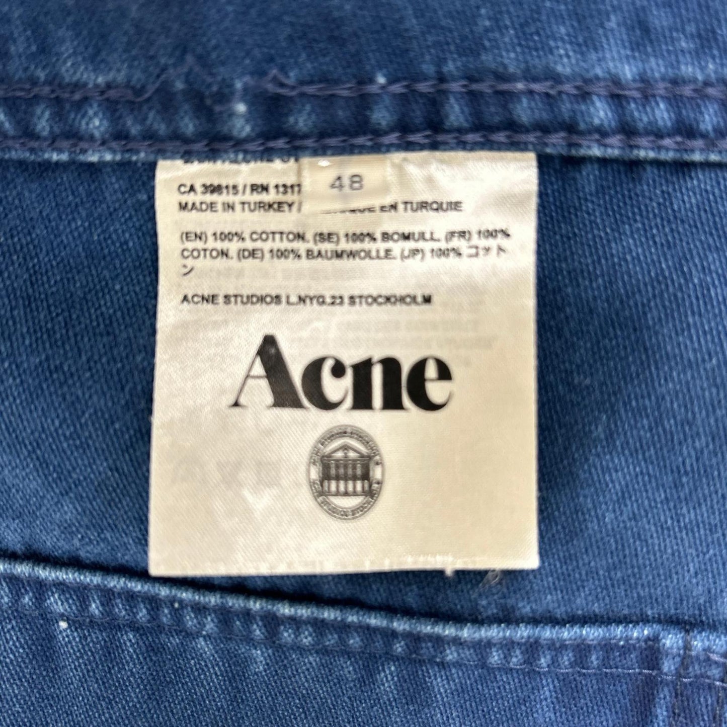 Acne Studios JAM ALCHE UW13 Indigo Denim Jacket Size 48