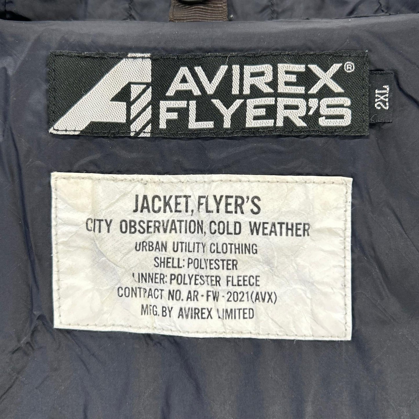 AVIREX Khaki FLYER'S 3-Way CWU Parka Jacket Size 2XL