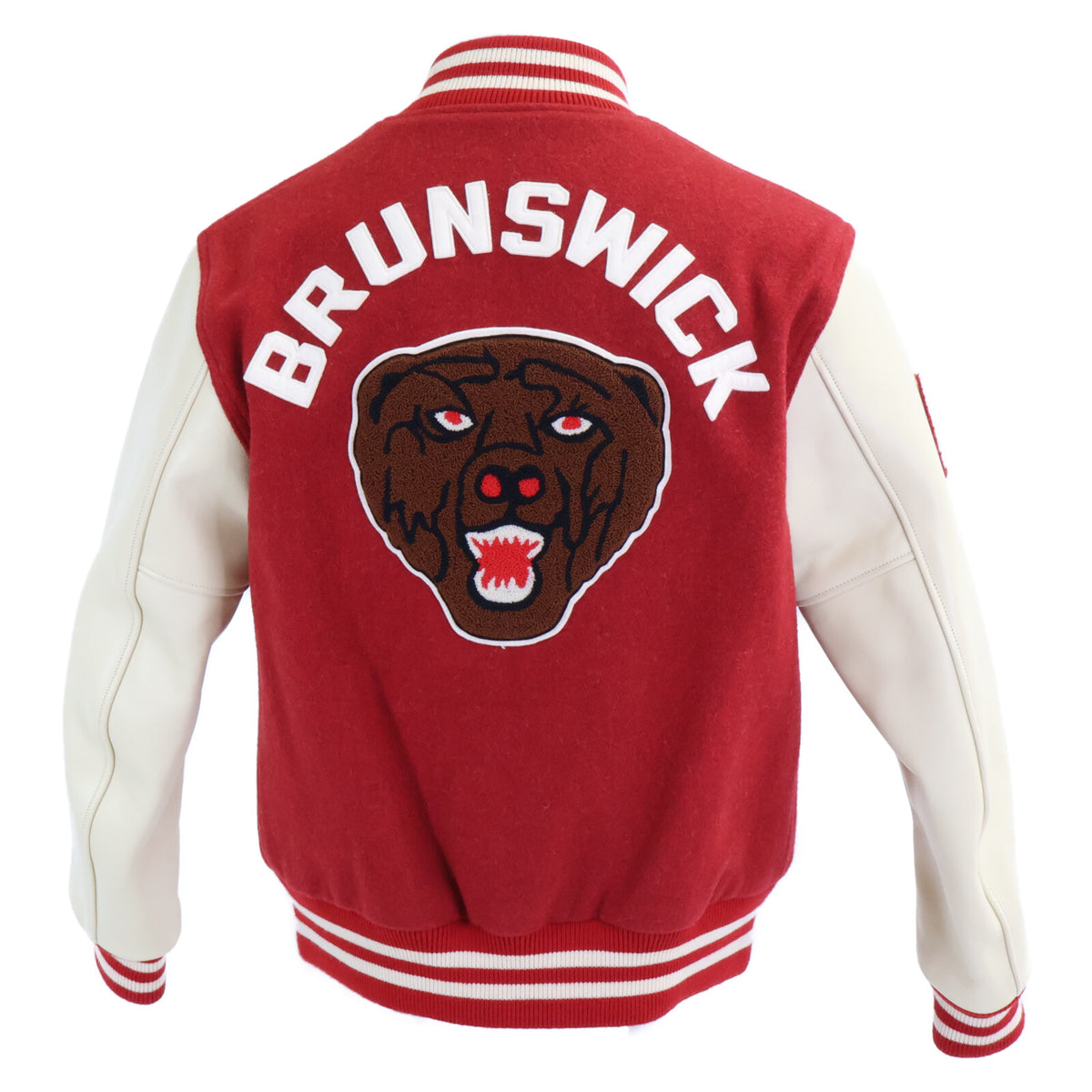 JOE MCCOY Brunswick Leather Sleeve Jacket Red/White Size 40