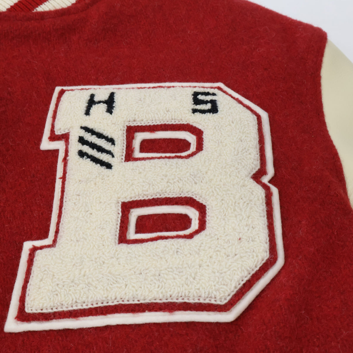 JOE MCCOY Brunswick Leather Sleeve Jacket Red/White Size 40