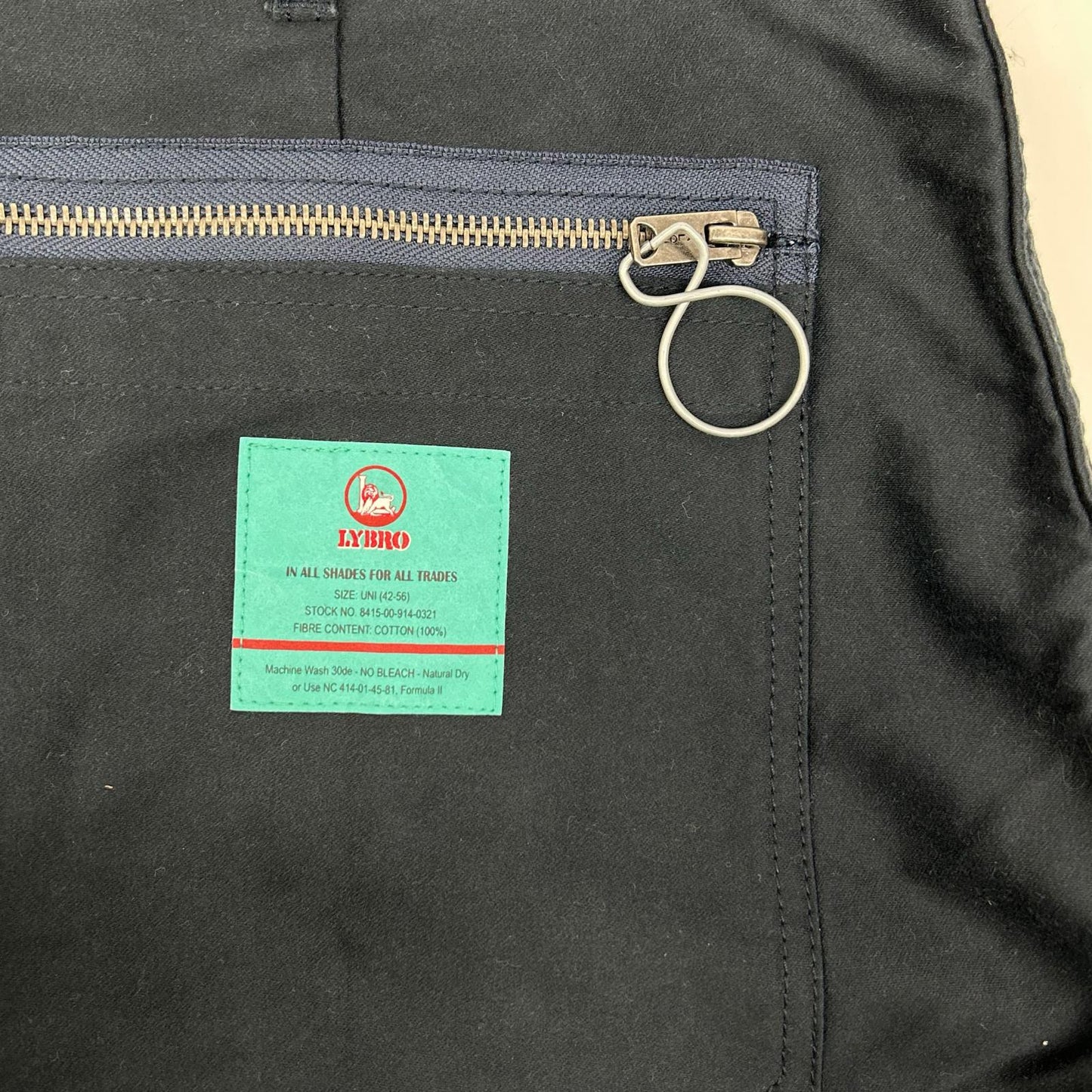NIGEL CABOURN Lybro Welders Cotton Pants Navy Size 34