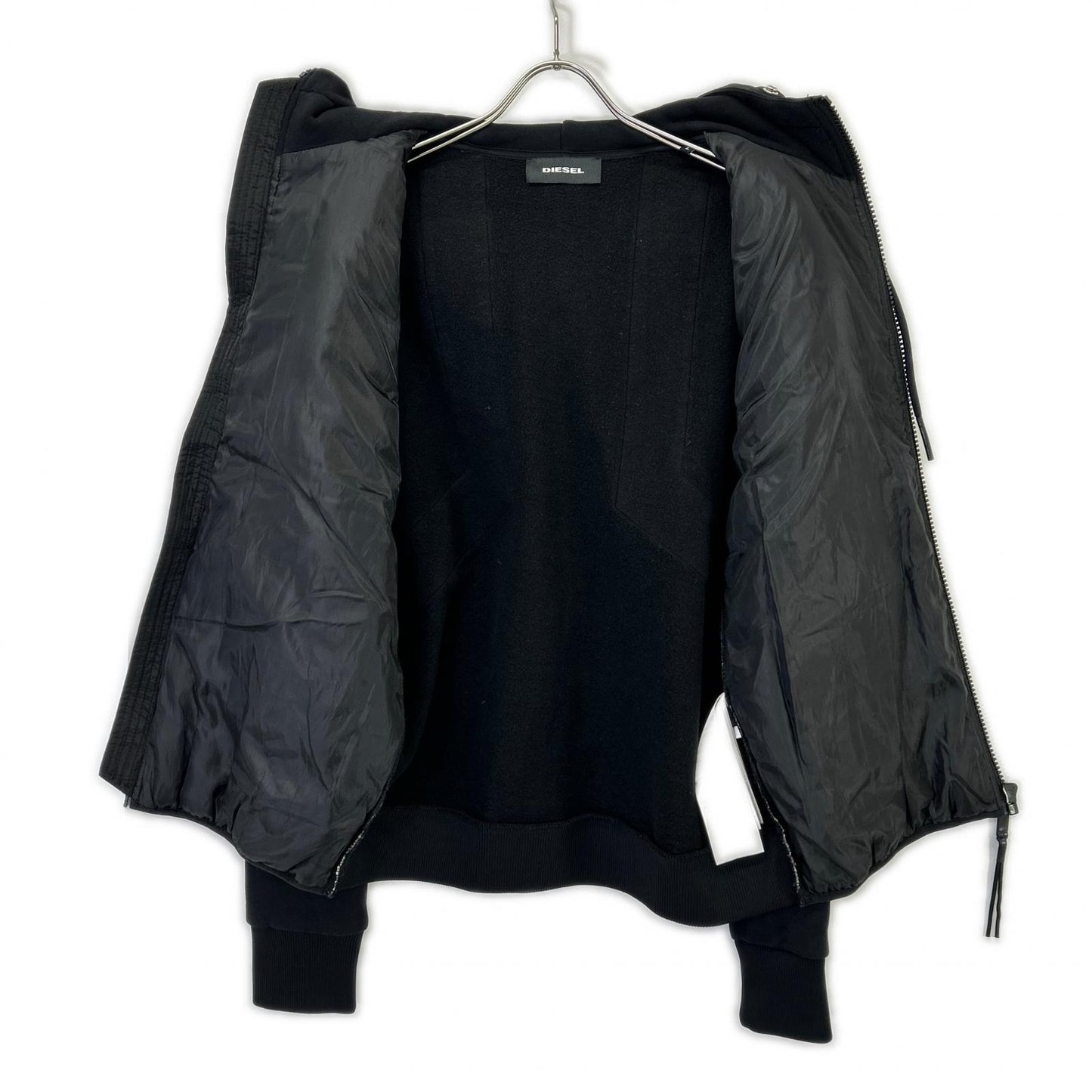 DIESEL Padded Zip-Up Hoodie Jacket Black Size L