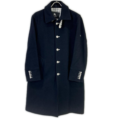 Burberry Black Label Silver Button Wool Coat Black Size M