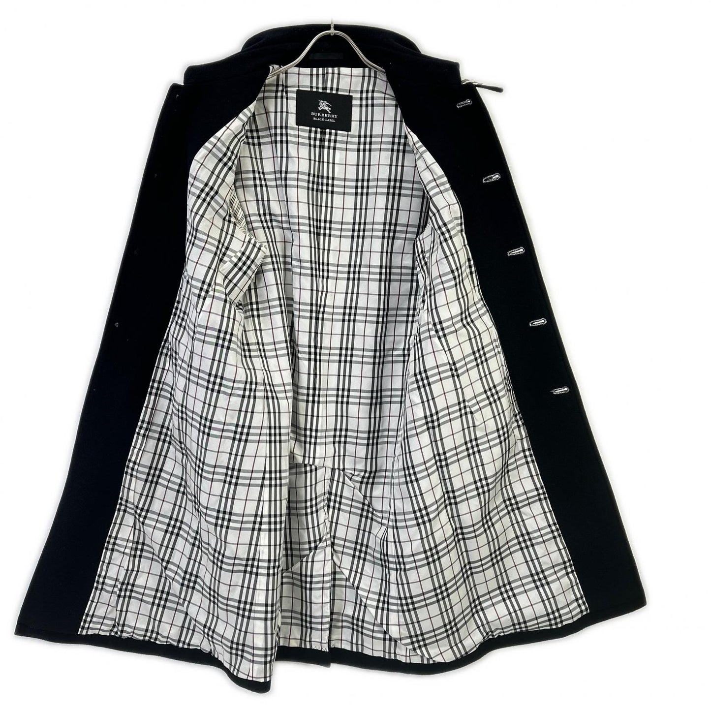 Burberry Black Label Silver Button Wool Coat Black Size M