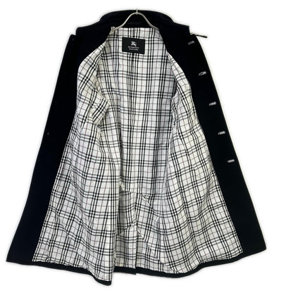 Burberry Black Label Silver Button Wool Coat Black Size M