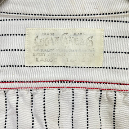 SUGAR CANE SC27076 Fiction Romance Stripe Shirt Ivory Size L