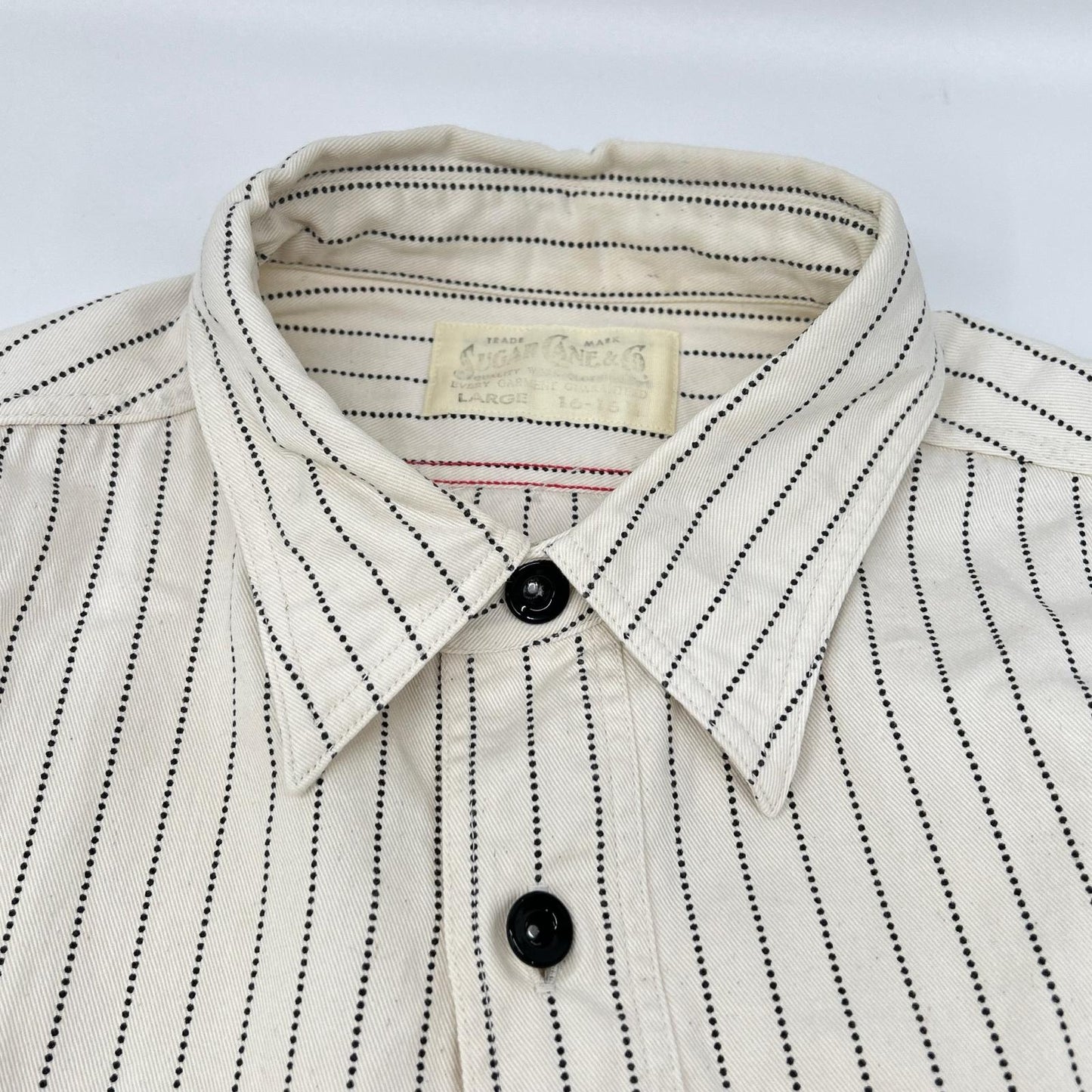 SUGAR CANE SC27076 Fiction Romance Stripe Shirt Ivory Size L
