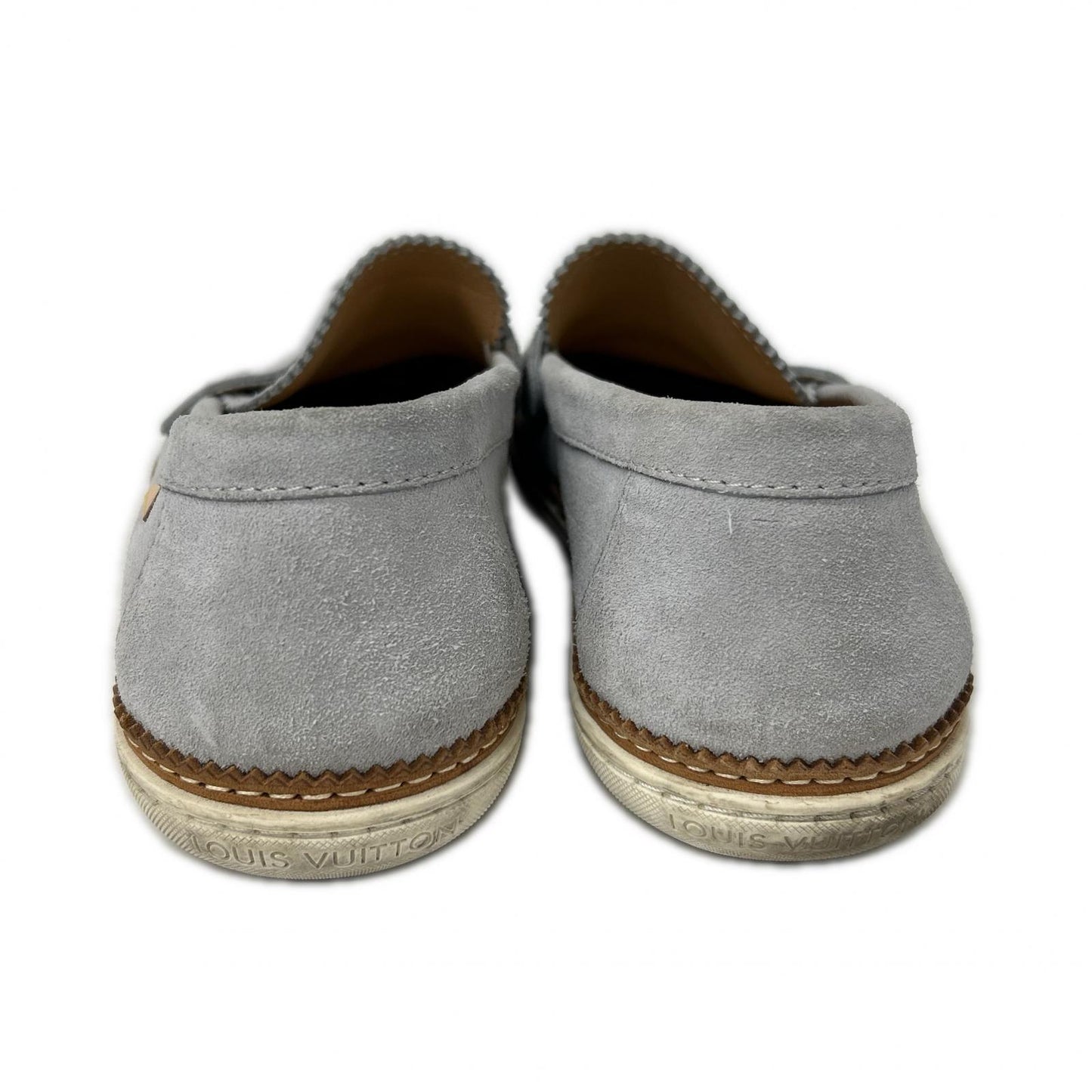 LOUIS VUITTON Suede Coin Loafers Gray Size 7