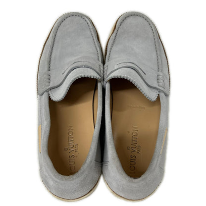 LOUIS VUITTON Suede Coin Loafers Gray Size 7