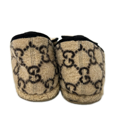 GUCCI GG Wool Horsebit Loafers Beige Size 7