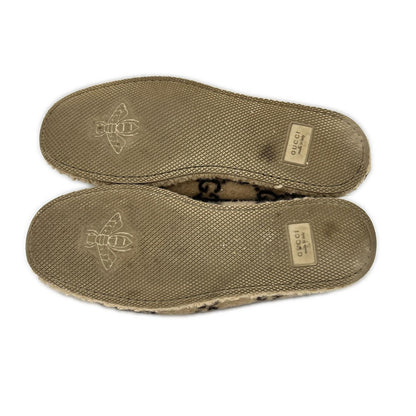 GUCCI GG Wool Horsebit Loafers Beige Size 7