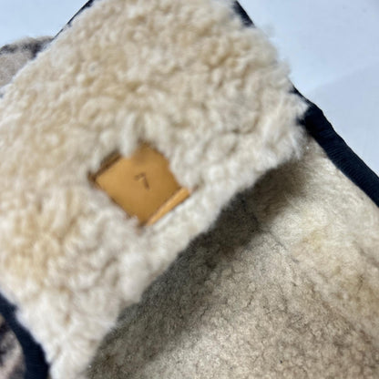 GUCCI GG Wool Horsebit Loafers Beige Size 7