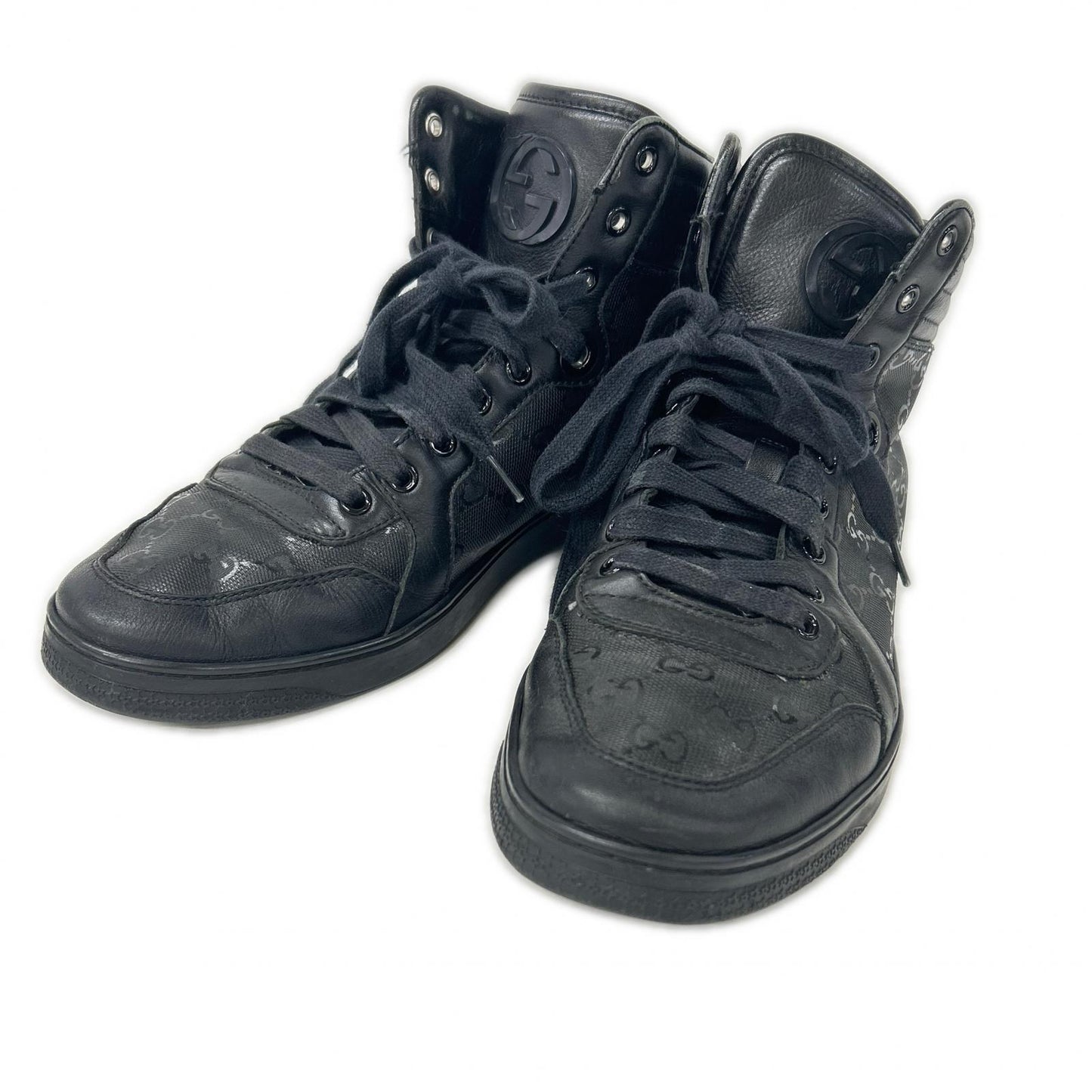 GUCCI GG Imprime PVC Leather Sneakers Black Size 7.5