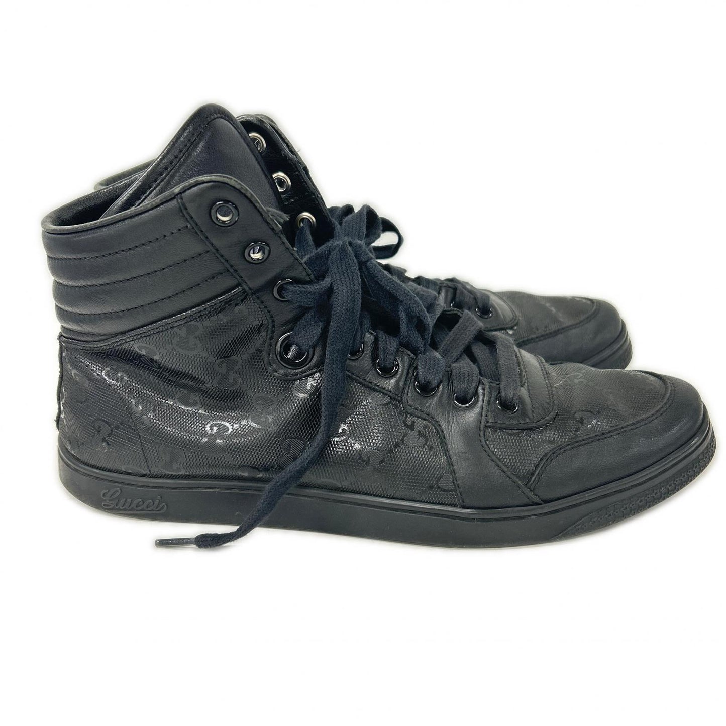 GUCCI GG Imprime PVC Leather Sneakers Black Size 7.5