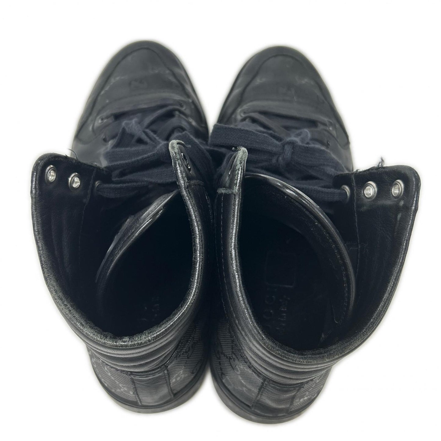 GUCCI GG Imprime PVC Leather Sneakers Black Size 7.5