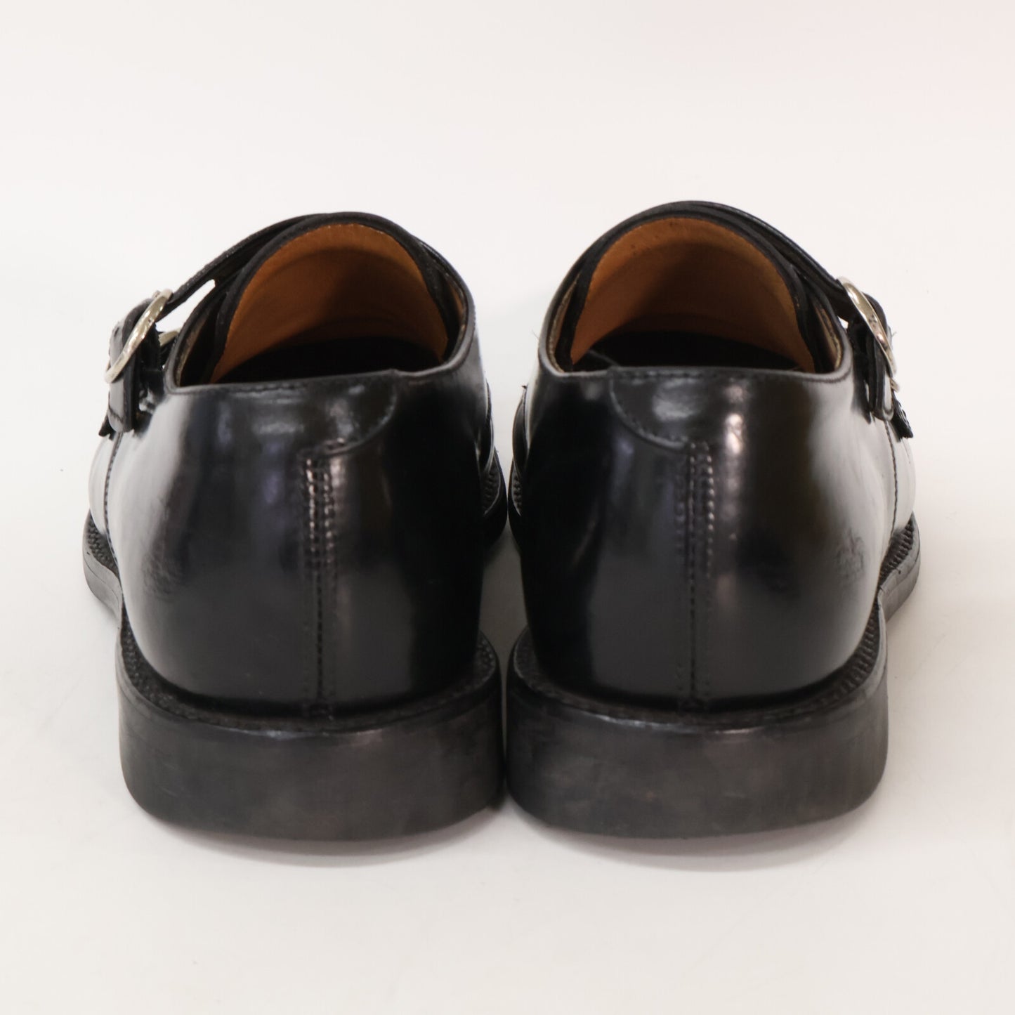 SANDERS 1487B Double Monk Cap Toe Sneakers Black Size 6