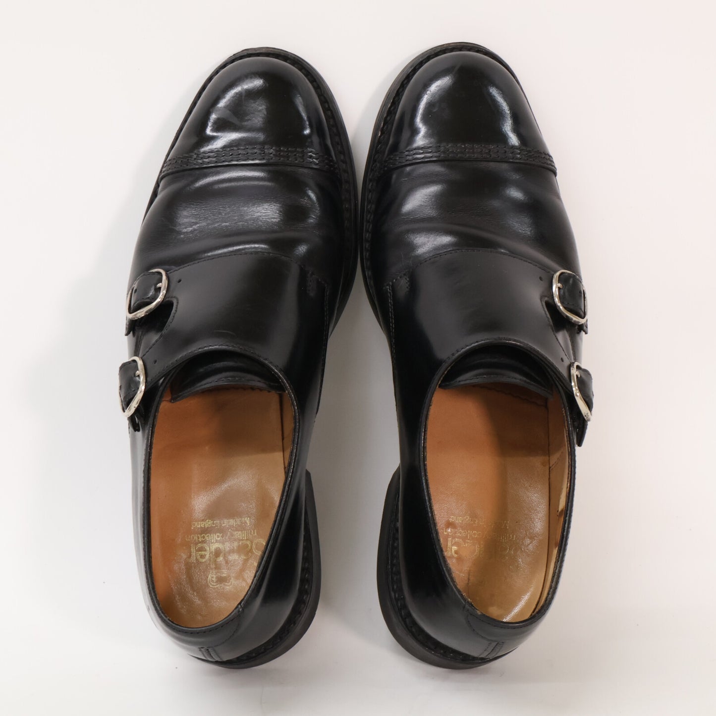SANDERS 1487B Double Monk Cap Toe Sneakers Black Size 6