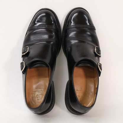 SANDERS 1487B Double Monk Cap Toe Sneakers Black Size 6