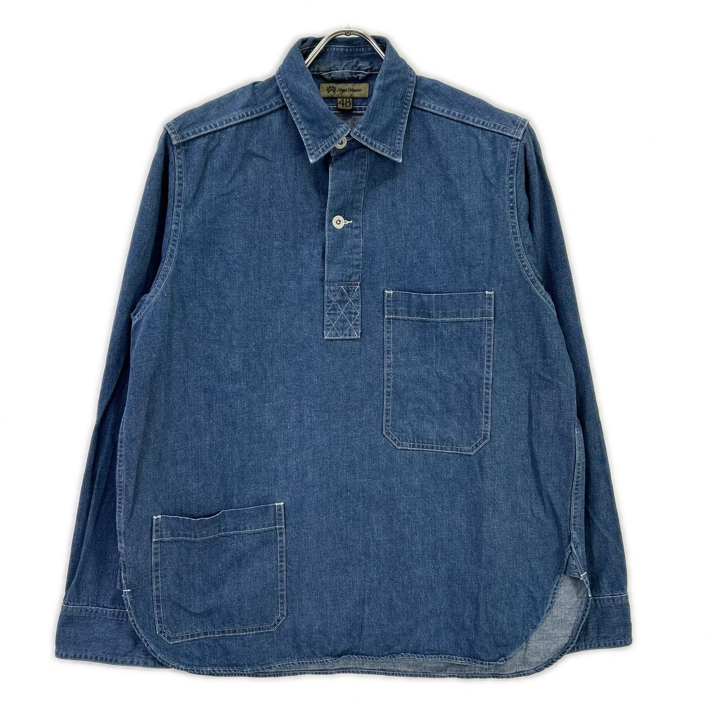 NIGEL CABOURN POH Naval Pullover Denim Shirt Blue Size 48