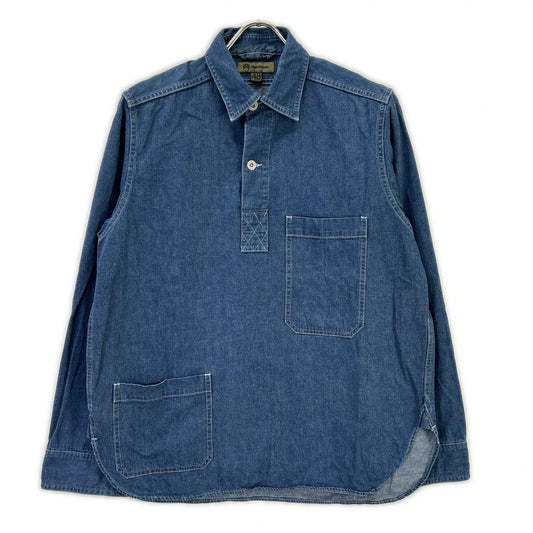 NIGEL CABOURN POH Naval Pullover Denim Shirt Blue Size 48