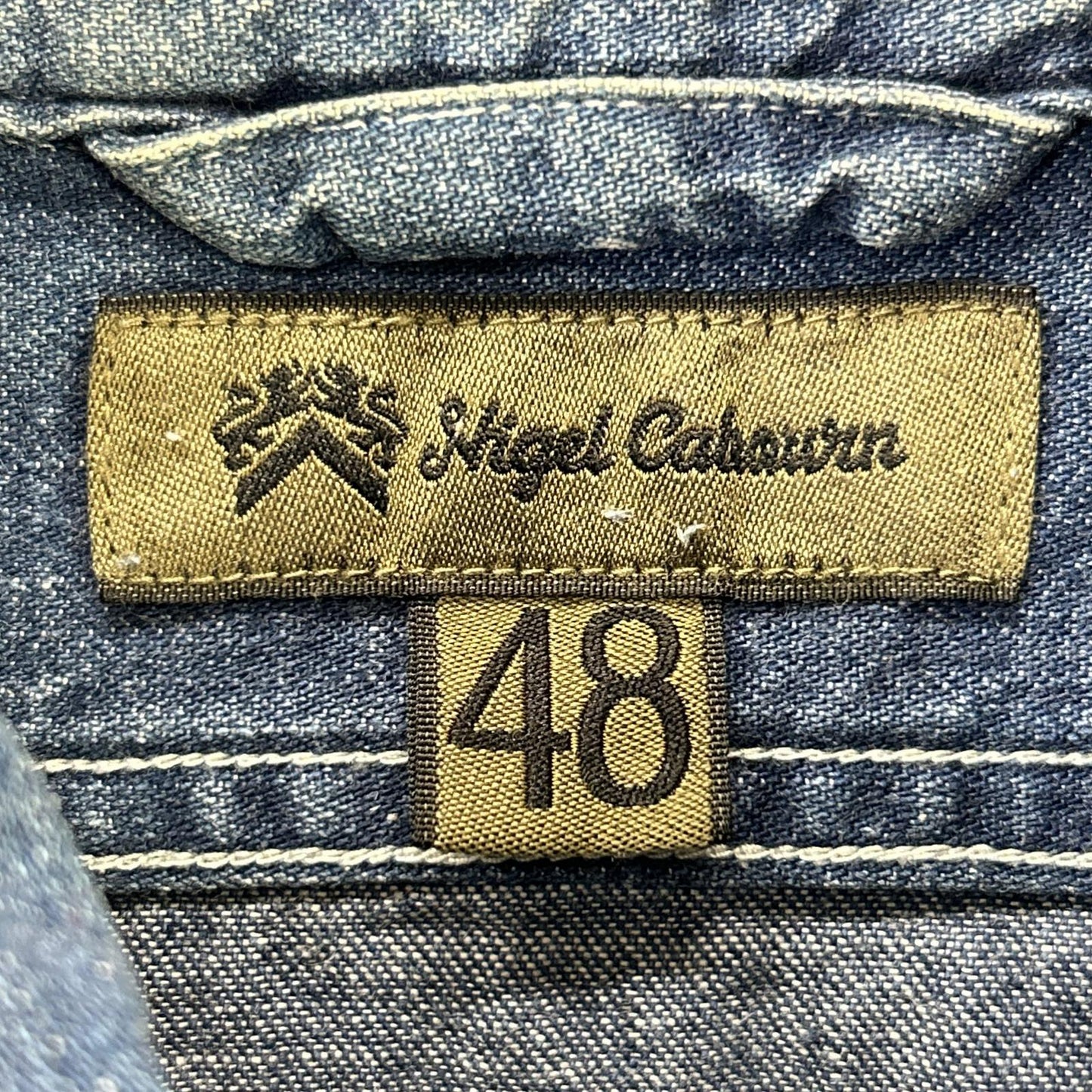 NIGEL CABOURN POH Naval Pullover Denim Shirt Blue Size 48