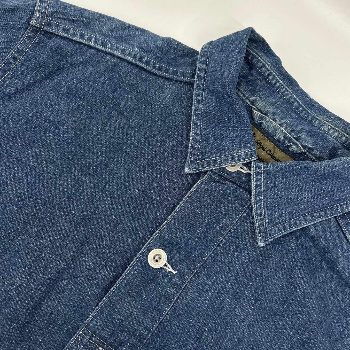 NIGEL CABOURN POH Naval Pullover Denim Shirt Blue Size 48