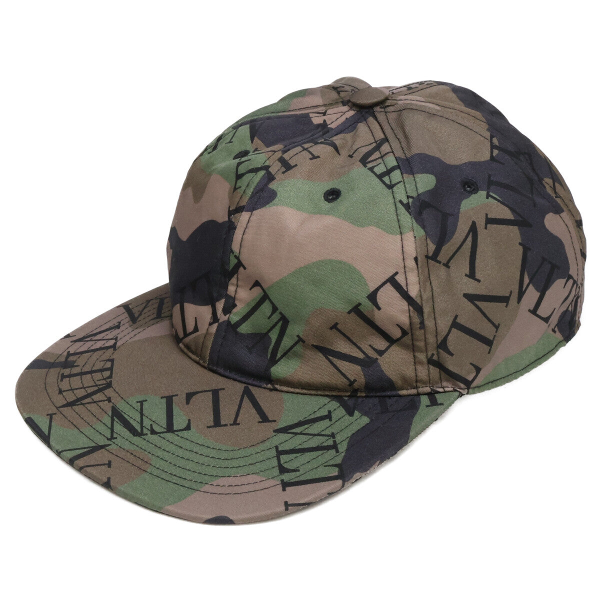 Valentino Garavani Camo Logo Nylon Cap Olive Size 58