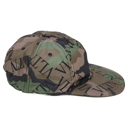 Valentino Garavani Camo Logo Nylon Cap Olive Size 58