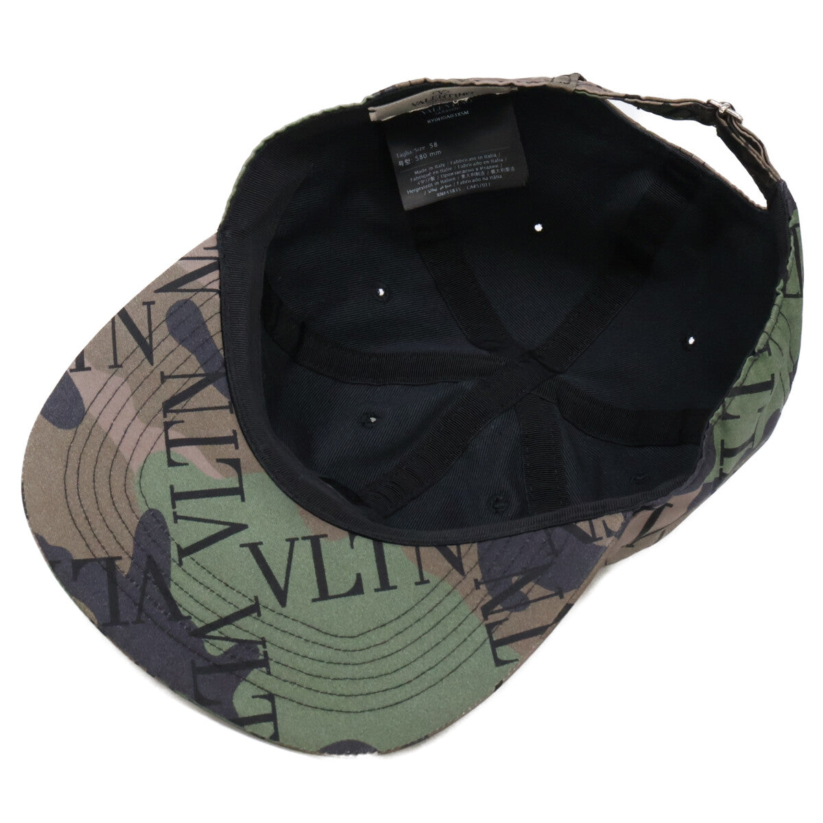 Valentino Garavani Camo Logo Nylon Cap Olive Size 58