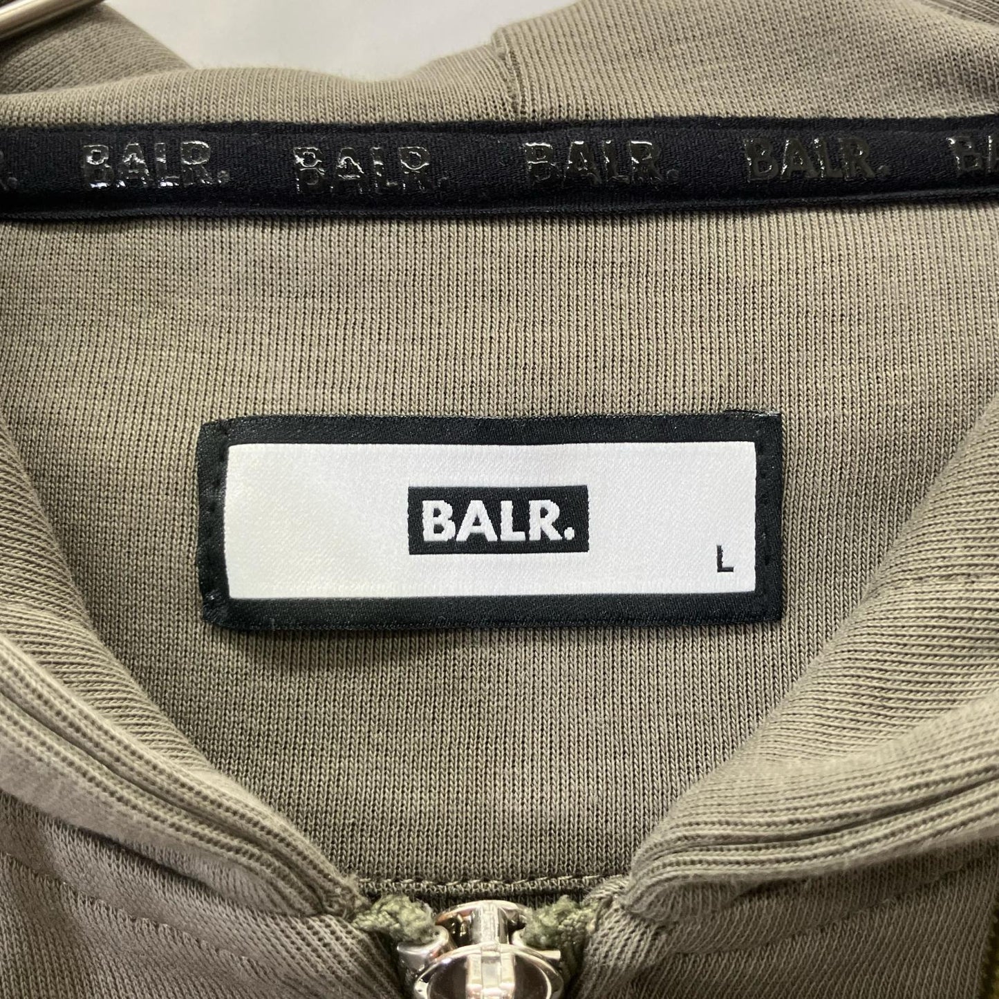 BALR. Khaki Zip-Up Hoodie Size L