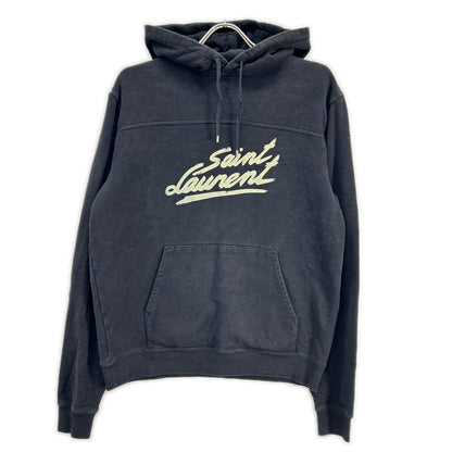 YvesSaintLaurent Black Cotton Signature Logo Hoodie Size XL