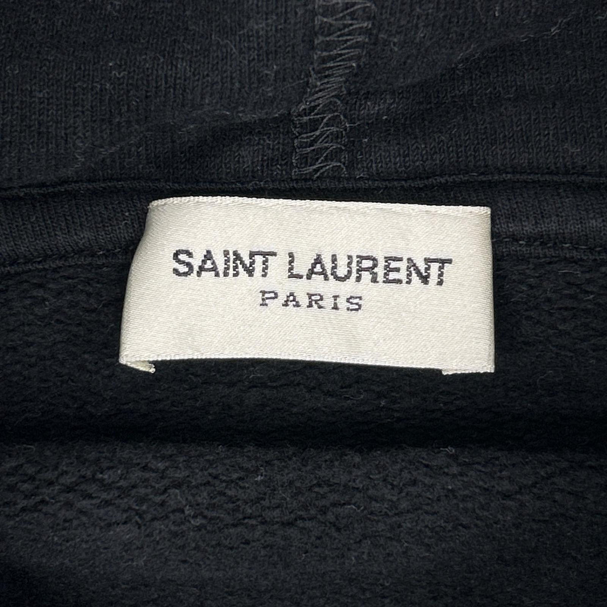 YvesSaintLaurent Black Cotton Signature Logo Hoodie Size XL