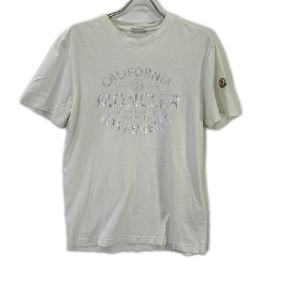 MONCLER 2023 Metallic Front Logo Cotton T-Shirt White Size L