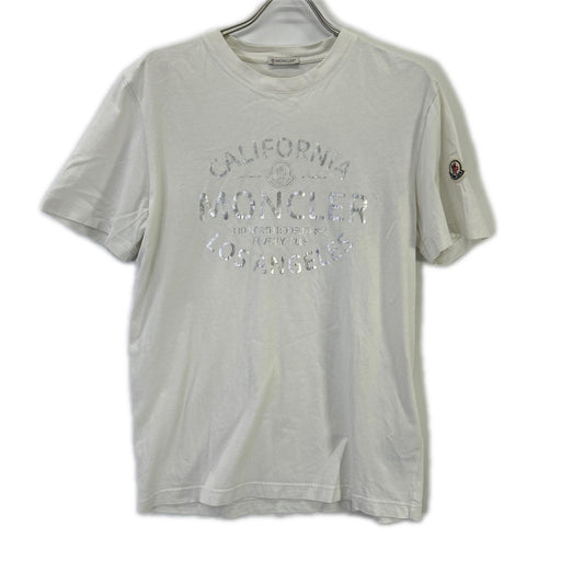 MONCLER 2023 Metallic Front Logo Cotton T-Shirt White Size L