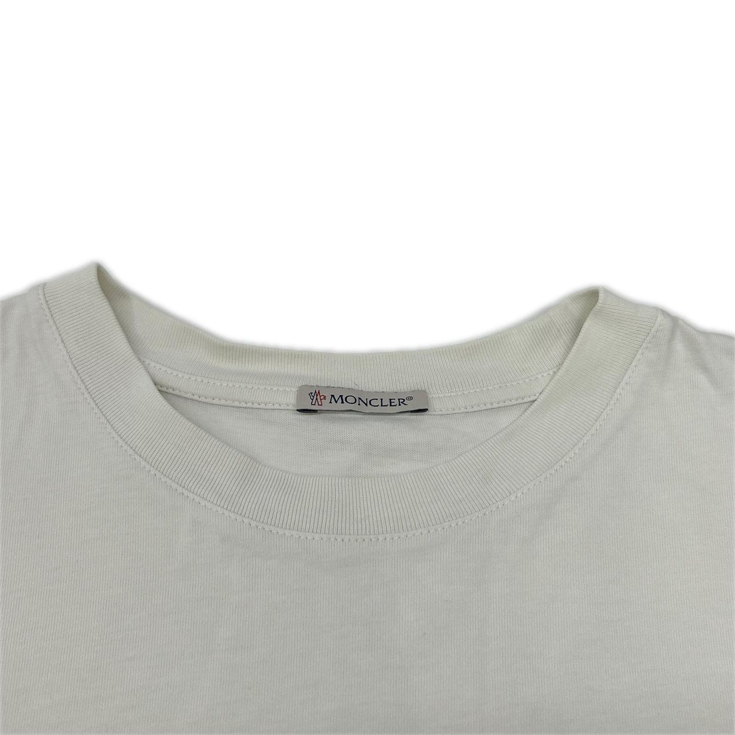 MONCLER 2023 Metallic Front Logo Cotton T-Shirt White Size L