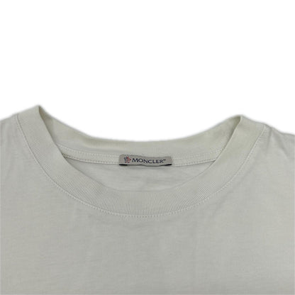 MONCLER 2023 Metallic Front Logo Cotton T-Shirt White Size L