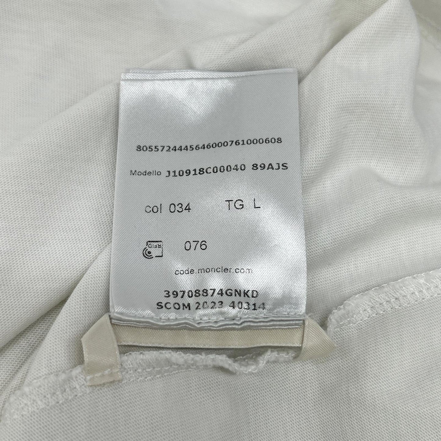 MONCLER 2023 Metallic Front Logo Cotton T-Shirt White Size L