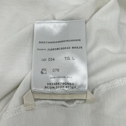 MONCLER 2023 Metallic Front Logo Cotton T-Shirt White Size L