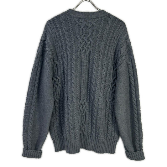 VERSACE Medusa Logo Wool Knit Sweater Gray Size 46