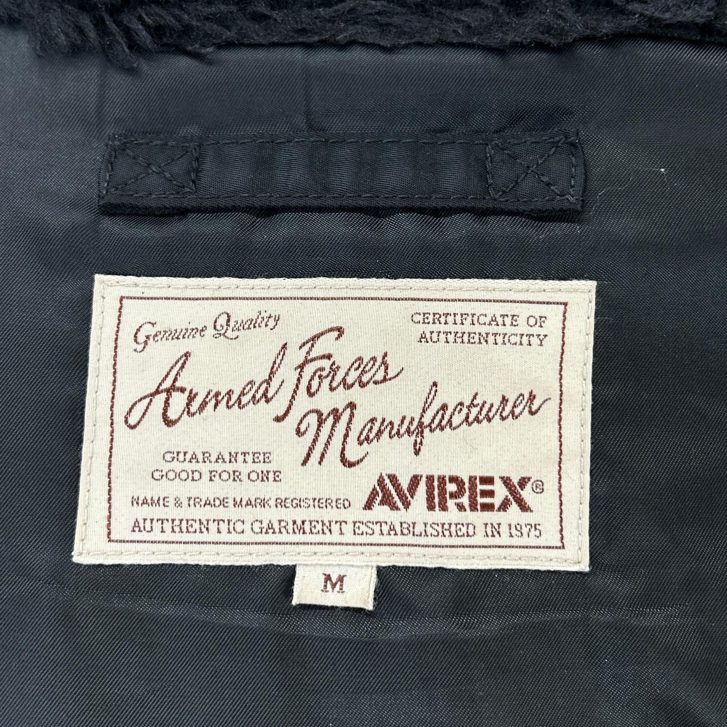 AVIREX Black N-3B Nylon Flight Jacket Size M