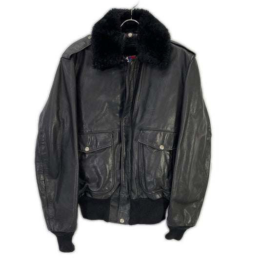 schott G-1 Leather Flight Jacket w/ Detachable Boa Size 42