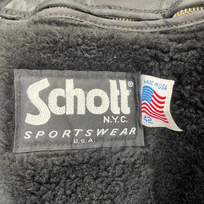 schott G-1 Leather Flight Jacket w/ Detachable Boa Size 42