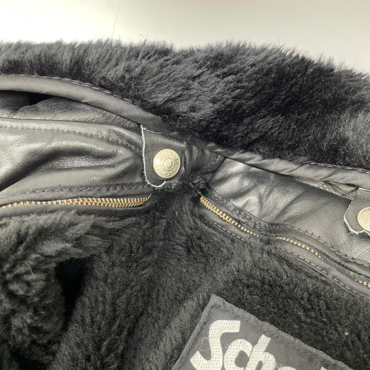 schott G-1 Leather Flight Jacket w/ Detachable Boa Size 42