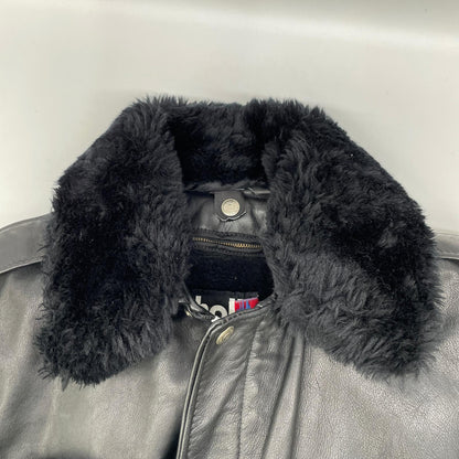 schott G-1 Leather Flight Jacket w/ Detachable Boa Size 42