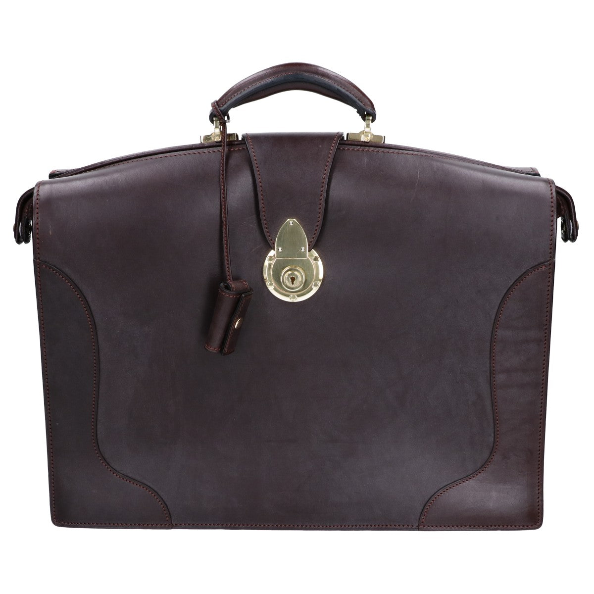 MANSOU Bridle Leather Dulles Business Bag Brown