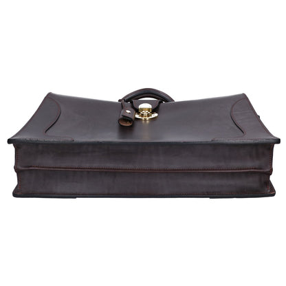 MANSOU Bridle Leather Dulles Business Bag Brown