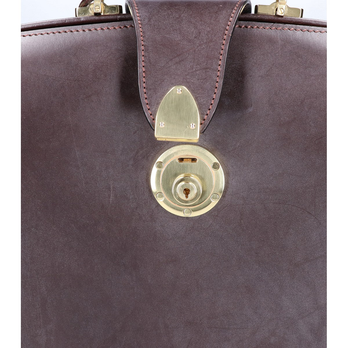 MANSOU Bridle Leather Dulles Business Bag Brown
